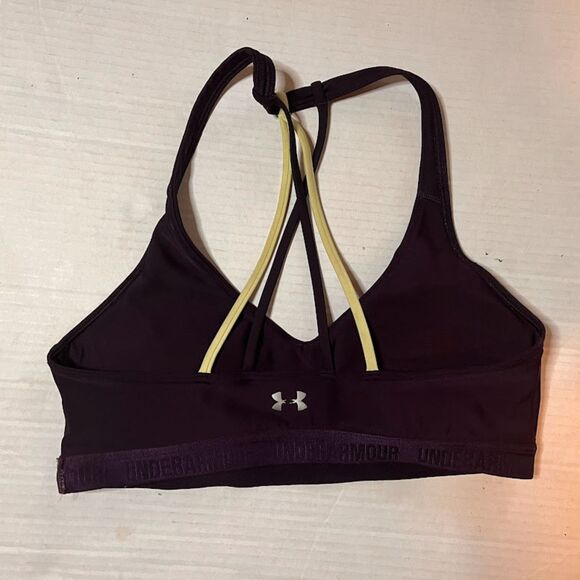 Under Armour Bra S Sports Purple Racerback Activewear Athleisure Athletic *SEE - Picture 2 of 4